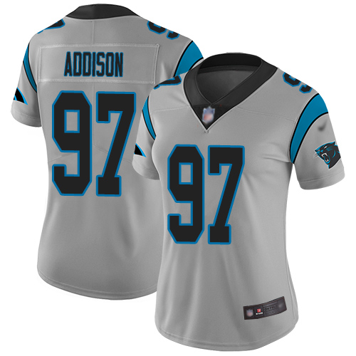 Carolina Panthers Limited Silver Women Mario Addison Jersey NFL Football #97 Inverted Legend->women nfl jersey->Women Jersey